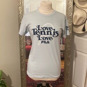 Fila Love tennis 🎾 baby blue cotton top. Size XS. New with tags.